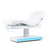 Marquesa elétrica de massagem Nush +: três motores, LED RGB, colchón SuperSoft e estofado PU branco