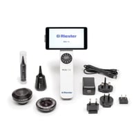 Câmara de diagnóstico digital: RCS-100 Riester com lentes intercambiáveis atua como otoscopio, dermatoscopio, lente geral e adaptador para endoscopia