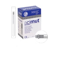 Agulha de acupuntura de aço siliconada com cabo de prata com cabeça e com script (Acimut)