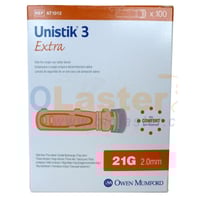 Pack de 100 Lancetas Unistick 21G para Analisador de Hemoglobina DiaSpect TM: De um só uso e retráctil