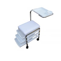 Banco de manicura Brevis: Três gavetas de armazenamento e suporte lateral reposamanos giratório (Cor negra)