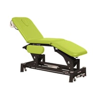 Marquesa elétrica Ecopostural: três corpos, com braços abatibles, estrutura de biela preta e cabeça T13, reclinable em negativo até 10º (62 x 198 cm)