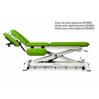 Marquesa elétrica multifuncional para osteopatia: sete corpos com respaldo reclinable em negativo, reposabrazos regulables, portarrolos, tampa facial e rodas escamoteables (dois modelos disponíveis)
