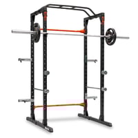 Power Cage com polia BH Fitness: suporte para perna, polia alta e baixa e suporte para armazenar discos