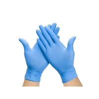 Luvas de nitrilo ambidiestro, sem pó, de uso dual em cor azul: com Certificação EM455-4 e EM374-5 (Caixa de 100 unidades)