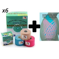 Pack: Livro Kinesiology Tape Manual + 6 Rolos Banda Neuromuscular Temtex Kinesiology Tape