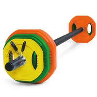 Set Completo para treinamento de força 17,5Kgs: Varra + discos + pinzas