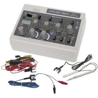 Estimulador de electroacupuntura AWQ-104L + Buscapuntos: Equipado com quatro canais de saída