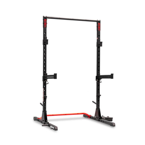 Power Rack de uso doméstico: G310 de BH Fitness com spotters laterais e ganchos ajustables