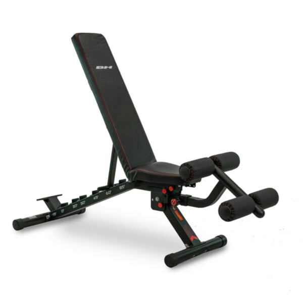 Banco de musculación ajustable para uso doméstico: BH Fitness Adjustable Weight Bench G322 com um desenho compacto e acolchado ergonómico