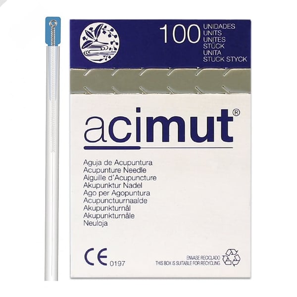 Agulhas de acupuntura - Cabo banhado em prata com cabeça redonda com script (Acimut)