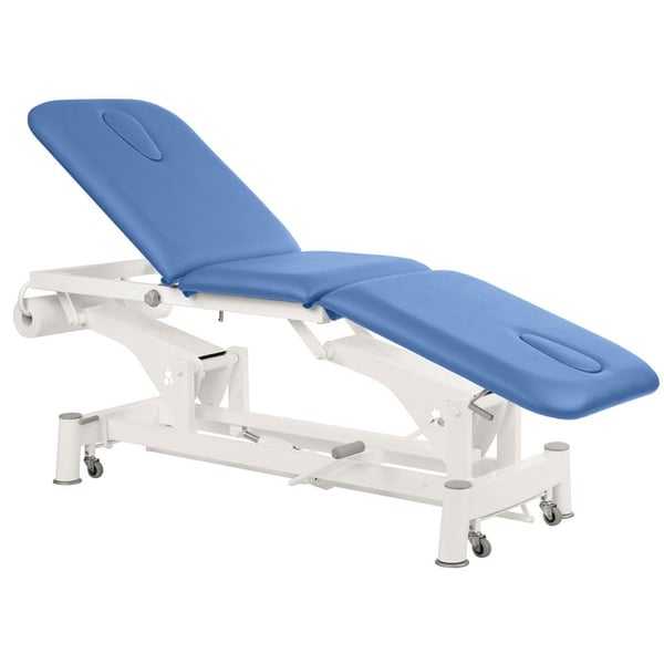 Marquesa hidráulica Ecopostural: três corpos, com estrutura de biela branca e patas de aço (62 x 198 cm)