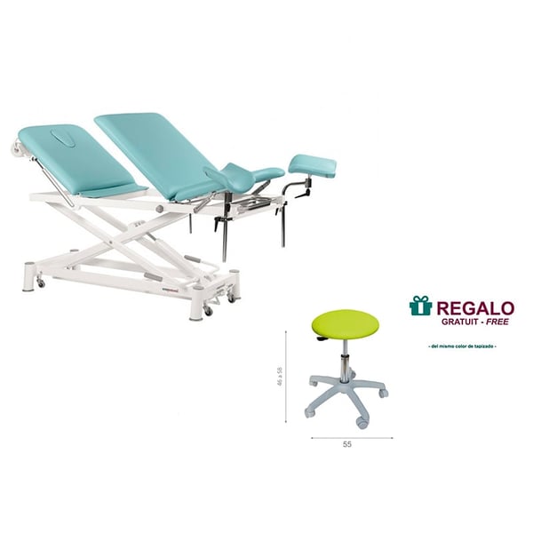Marquesa hidráulica Ecopostural: três corpos, com estrutura de tesoura em cor branco. Ideal para especialidades médicas (62 x 200 cm)