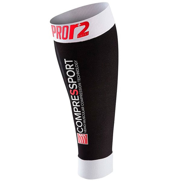 ÚLTIMAS TALHAS - Compressport Pernera Pró Racing Calf R2 Swiss - Cor Preta (Talha 1: 30-34 cm)