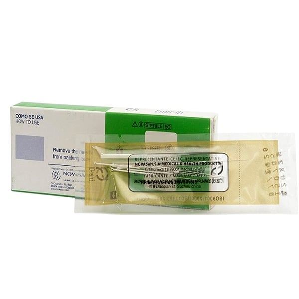 Agulhas Acupuntura - Cabo de Prata com Cabeça com Script 10 Agulhas + 1 Script (Ener-qi) - Medida: 0,26 x 25 (32# x 1)