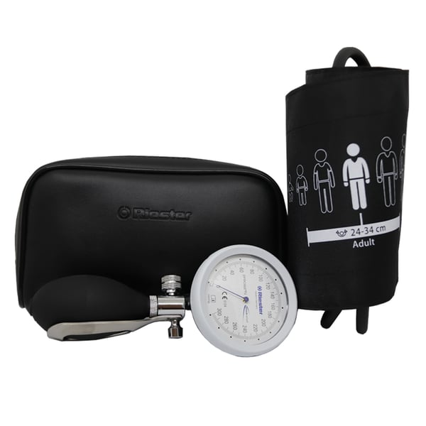 Tensiómetro aneroide Riester Preciso N choque-proof: Com braçadeira, velcro, um cano e livre de látex