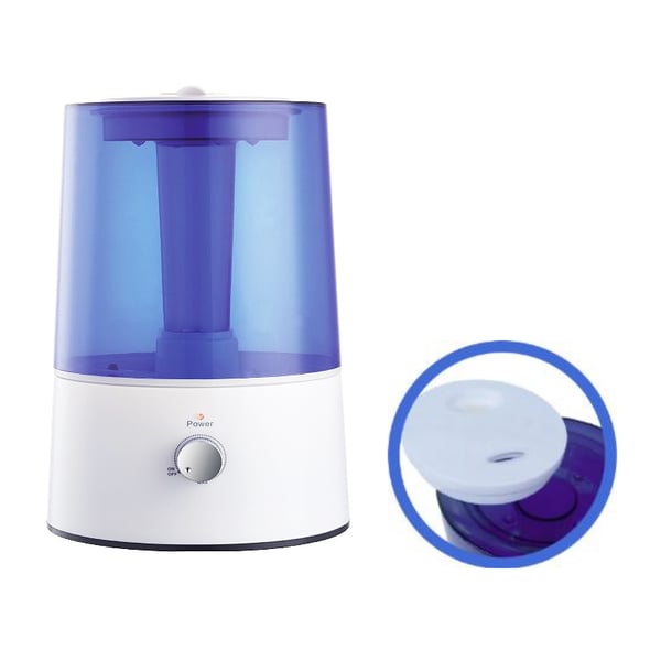 Humidificador por ultrasonidos: Capacidade 2,2 litros, saída de vapor regulable e depósito para essências
