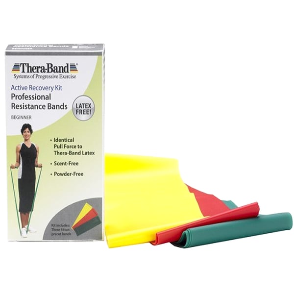 Pack de três Fitas Elásticas Thera-Band Beginner Latex Free (sem látex): Resistência suave, médio e forte