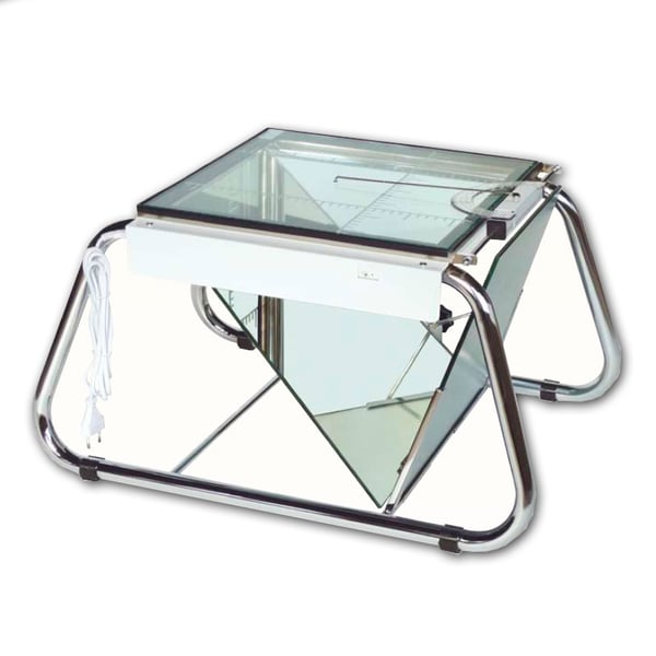 Podoscopio com instalação elétrica em aço cromado