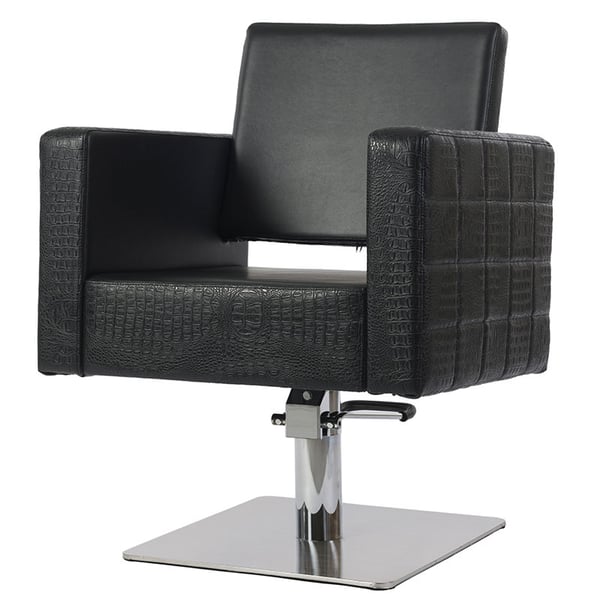 Cadeirão de Peluquería Brando: Desenho ergonómico, clássico e elegante, linhas quadradas e reposabrazos