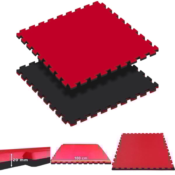 Tatami Puzzle reversível Kinefis cor negra - vermelho (grossura 20 mm)