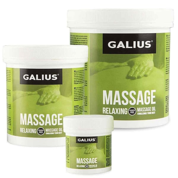 Óleo relajante de massagem Galius: para todo o tipo de massagem antes e após o exercício