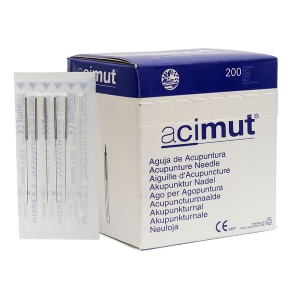 Agulhas acupuntura - Cabo de aço sem cabeça redonda com script cinco agulhas + Guia (Acimut)