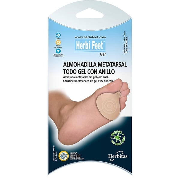 Almohadilla metarsal todo gel com anel cor branca (par)