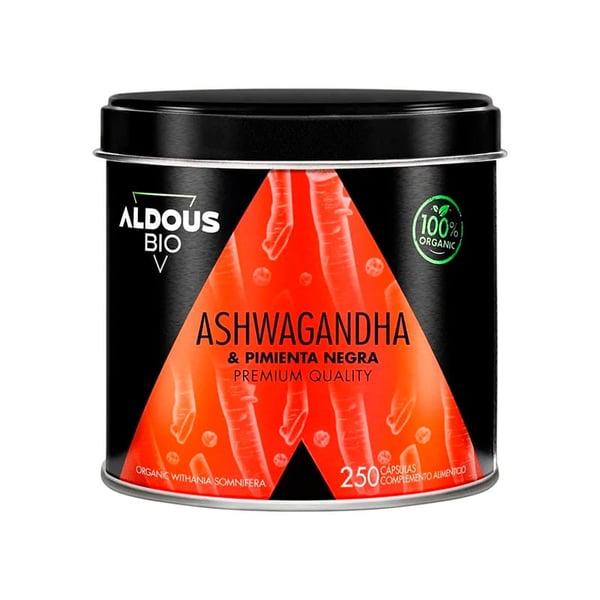 Ashwagandha com Pimenta Negra Ecológica Aldous (250 cápsulas)