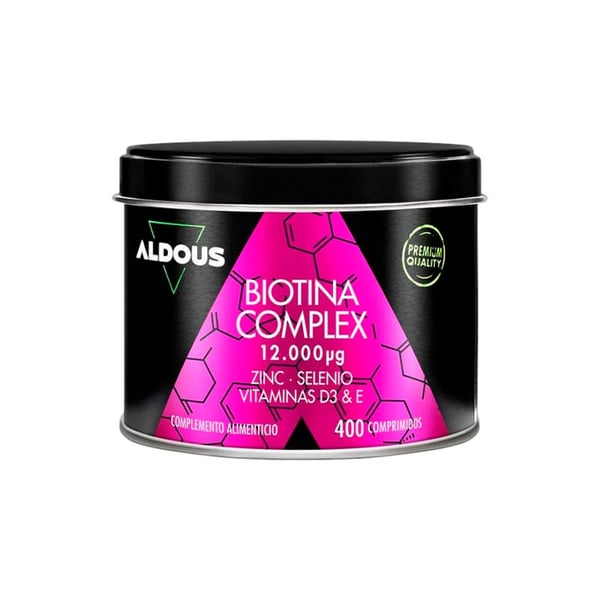 Biotina com Zinco, Selenio, Vitamina D3 e Vitamina E Aldous (400 comprimidos)