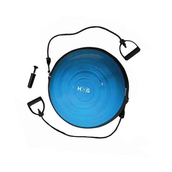 Bosu ball Kinefis com hinchador e borrachas HxG - Azul e Cinza (58 x 20 cm)