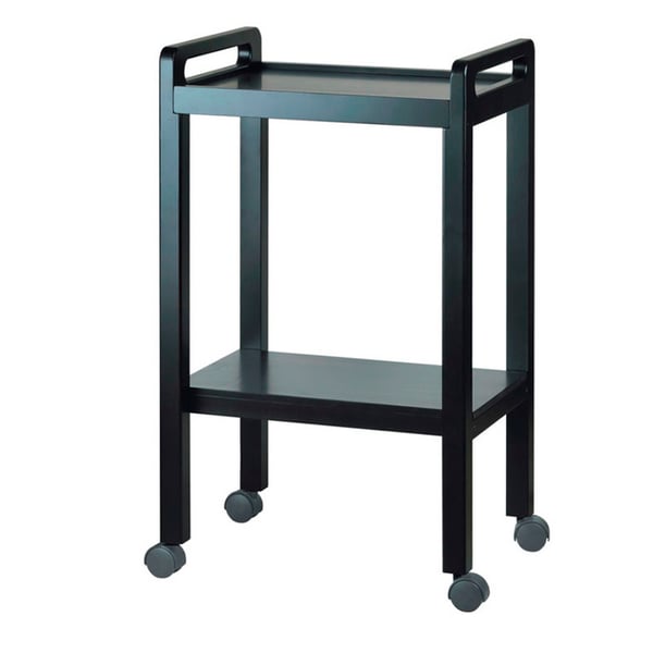 Carrinho de Resina Basic: Equipado com duas estantes e assas laterais