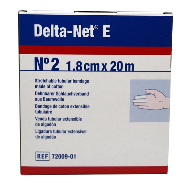 Delta-Net Nº 2 dedos médios: Ligadura tubular extensible de algodão 100% (1,8 cm x 20 metros)