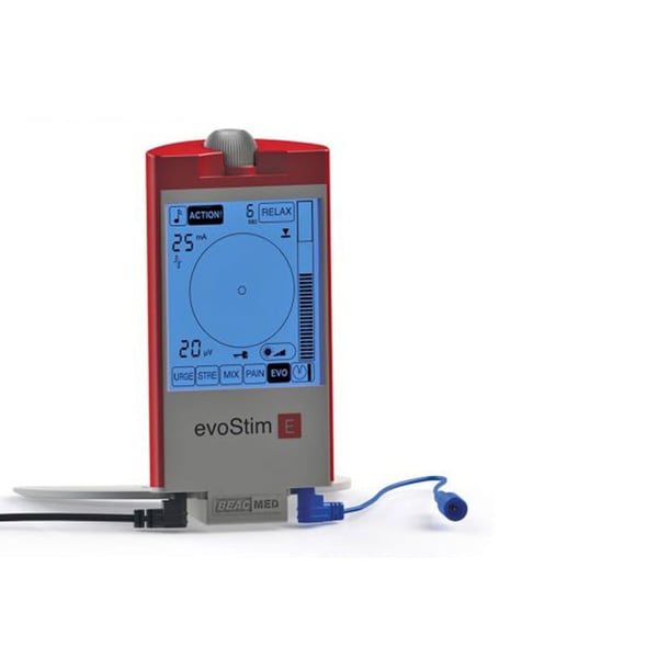 Unidade terapêutica EvoStim E: um canal de estimulação, biofeedback electromiográfico e estimulação provocada por EMG