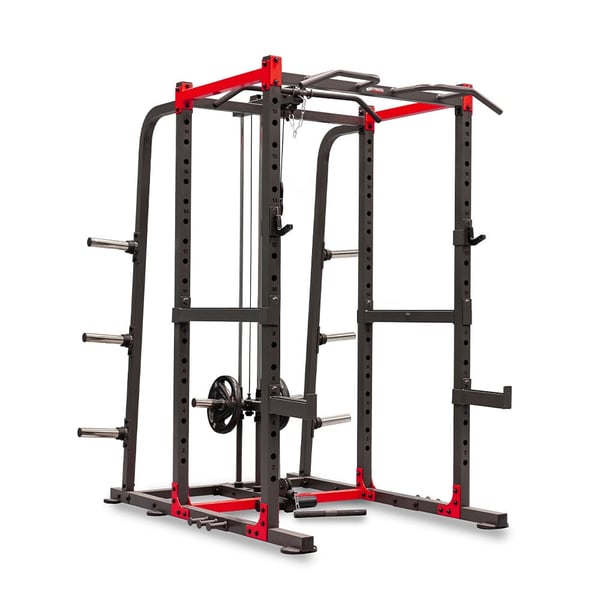 Pulley Cage BH Fitness: jaula multiejercicio com polia integrada, barra de dominadas e topos de segurança