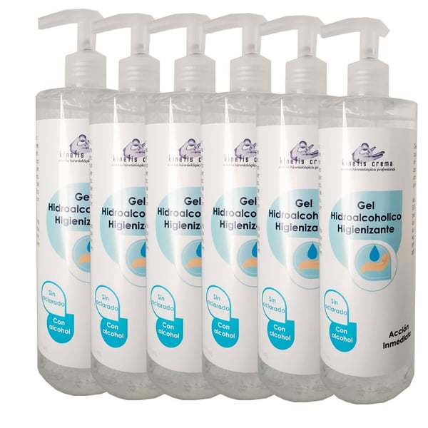 Caixa de 6 unidades de Gel Hidroalcohólico higienizante Kinefis RAER 500 ml