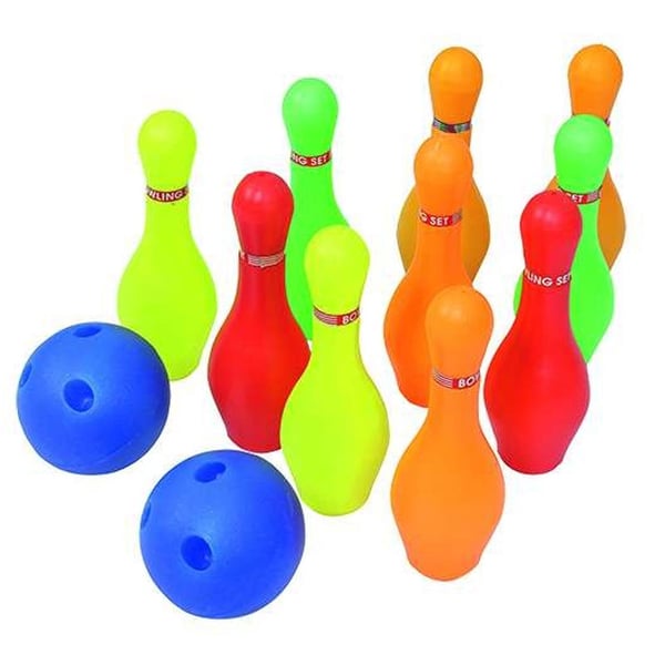 Jogo de Bolos Softee PVC: Composto por 10 bolos de PVC e 2 pelotas
