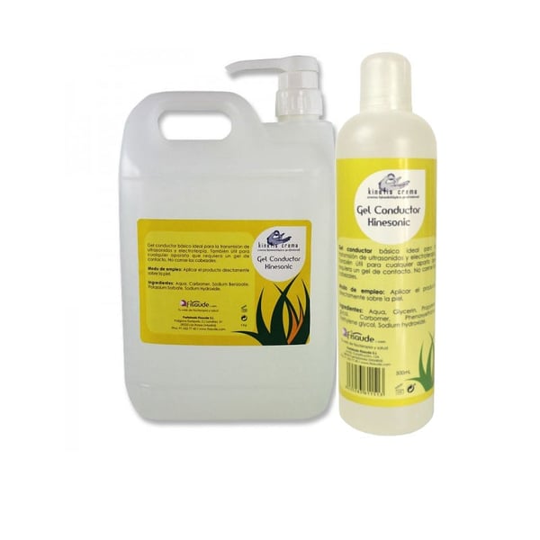 Gel condutor ideal para ultrasonidos Kinesonic 5 Kg (garrafa com dispensador) + 1 Bote de Gel Kinesonic 500 ml de PRESENTE