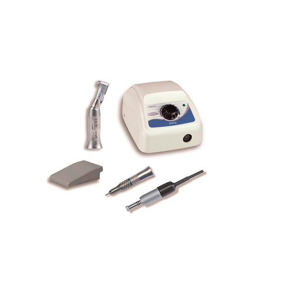 Micromotor Marathon Mighty de 35.000 R.P.M: Equipado com pedal, peça de mão e contraángulo