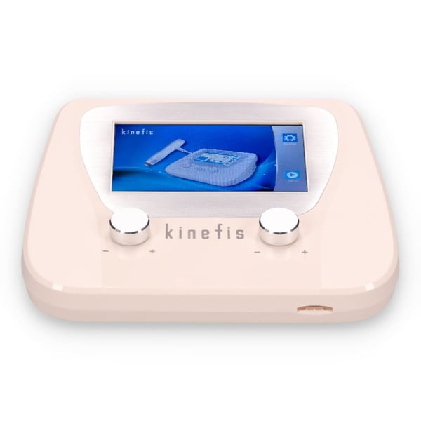 Ondas de choque radial Kinefis Plus: Portátil, com acelerador electromagnético e pedal mãos livres. Mala de transporte de presente