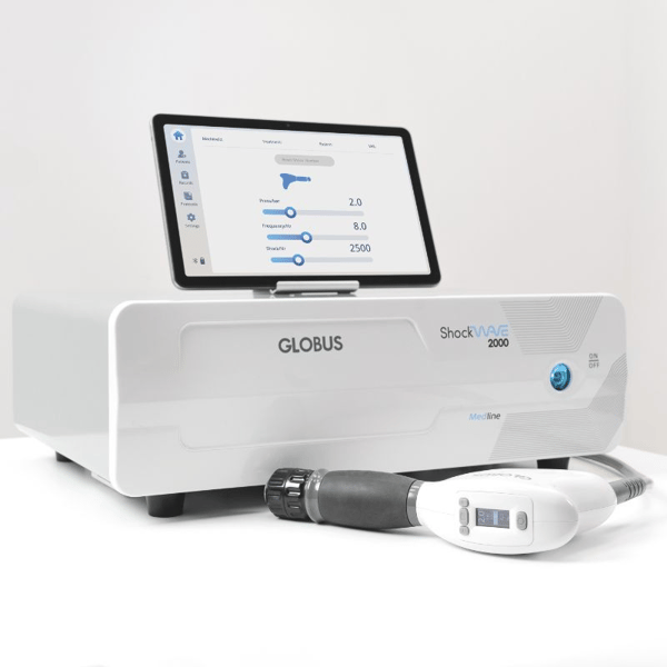 Ondas de choque radiais Shockwave 2000 Med Line: gerador pneumático e 66 programas de tratamento