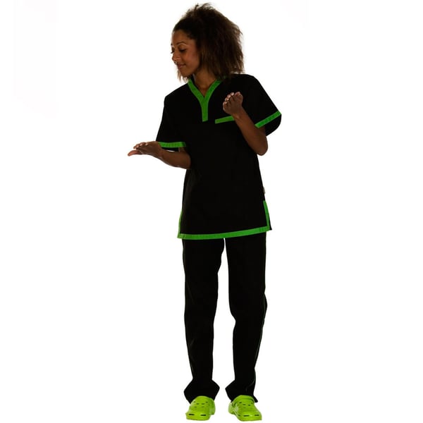 Calça unisex com elástico em cintura cor preta&verde pistacho