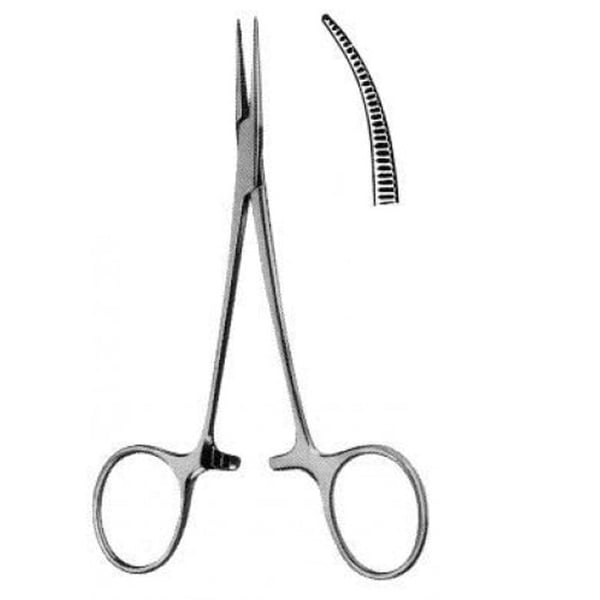 Pinza hemostática halsted-mosquito curva sem dentes - (12,5 cm)