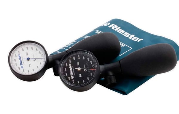 Tensiómetros aneroides Riester R1 choque-proof preto Braçadeira desinfectable crianças, 1 cano, sem latex