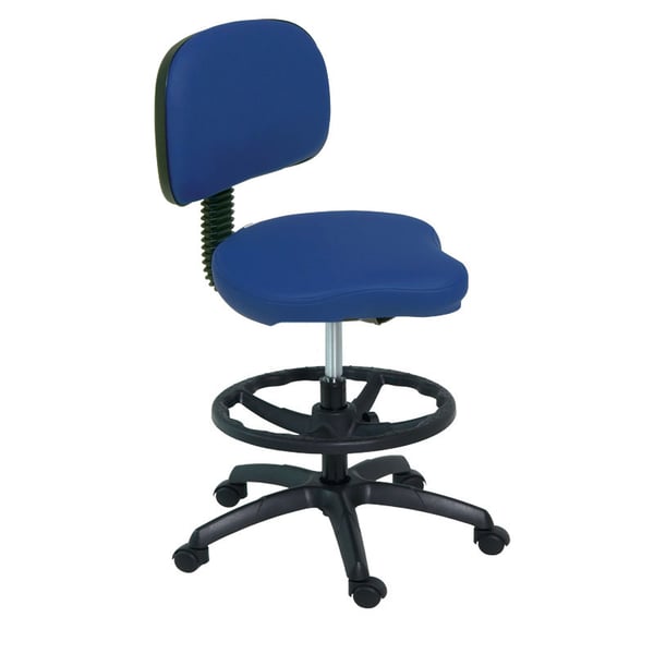 Banco alto Kinefis Economy tipo bicicleta com respaldo: Altura de 59 - 84 cm, elevação a gás e aro reposapiés (Várias cores disponíveis)