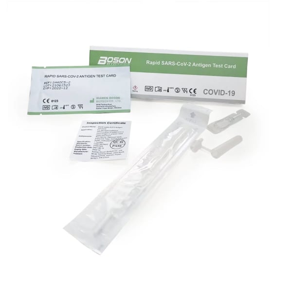 Teste rápido de autodiagnóstico de antígenos COVID19 (Boson): 98% de fiabilidade - Prova nasal - Resultados em 15/20 minutos (1 unidade)