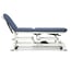 Marquesa elétrica para osteopatia: três corpos, com respaldo reclinable em negativo, portarrolos, tampa facial e rodas escamoteables