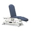 Marquesa elétrica para osteopatia: três corpos, com respaldo reclinable em negativo, portarrolos, tampa facial e rodas escamoteables