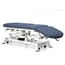Marquesa elétrica para osteopatia: três corpos, com respaldo reclinable em negativo, portarrolos, tampa facial e rodas escamoteables