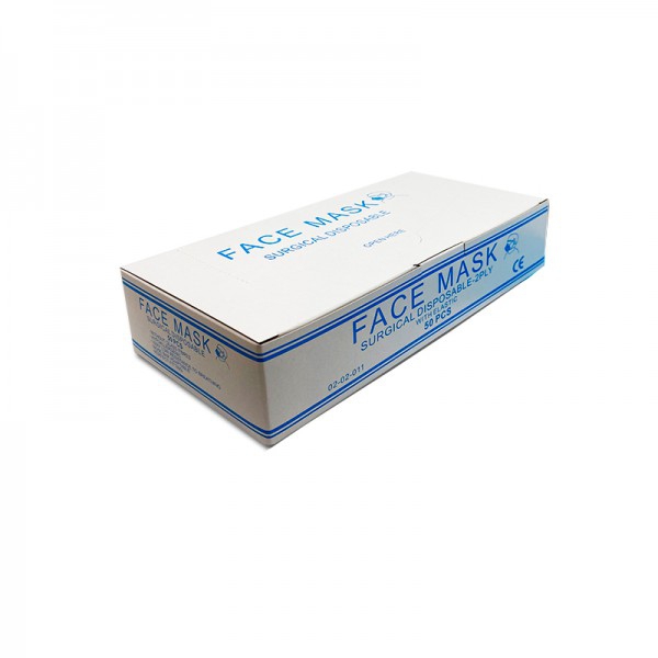 Mascarilla dupla capa com borrachas: Sem cheiro, transpirável, hipoalergénica (caixa de 50 unidades)